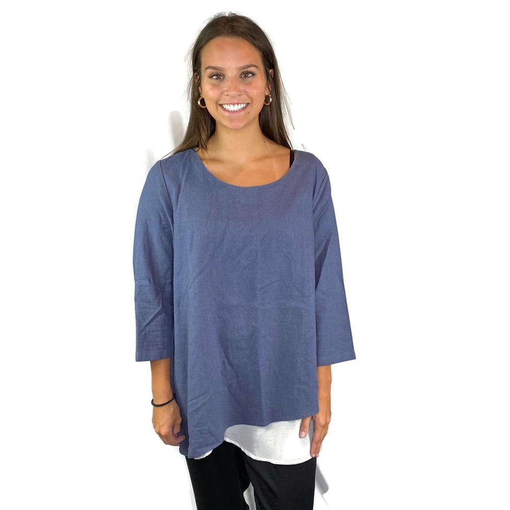 Soft Surroundings Blue Maya Layered Tunic Top M